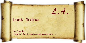 Lenk Anina névjegykártya